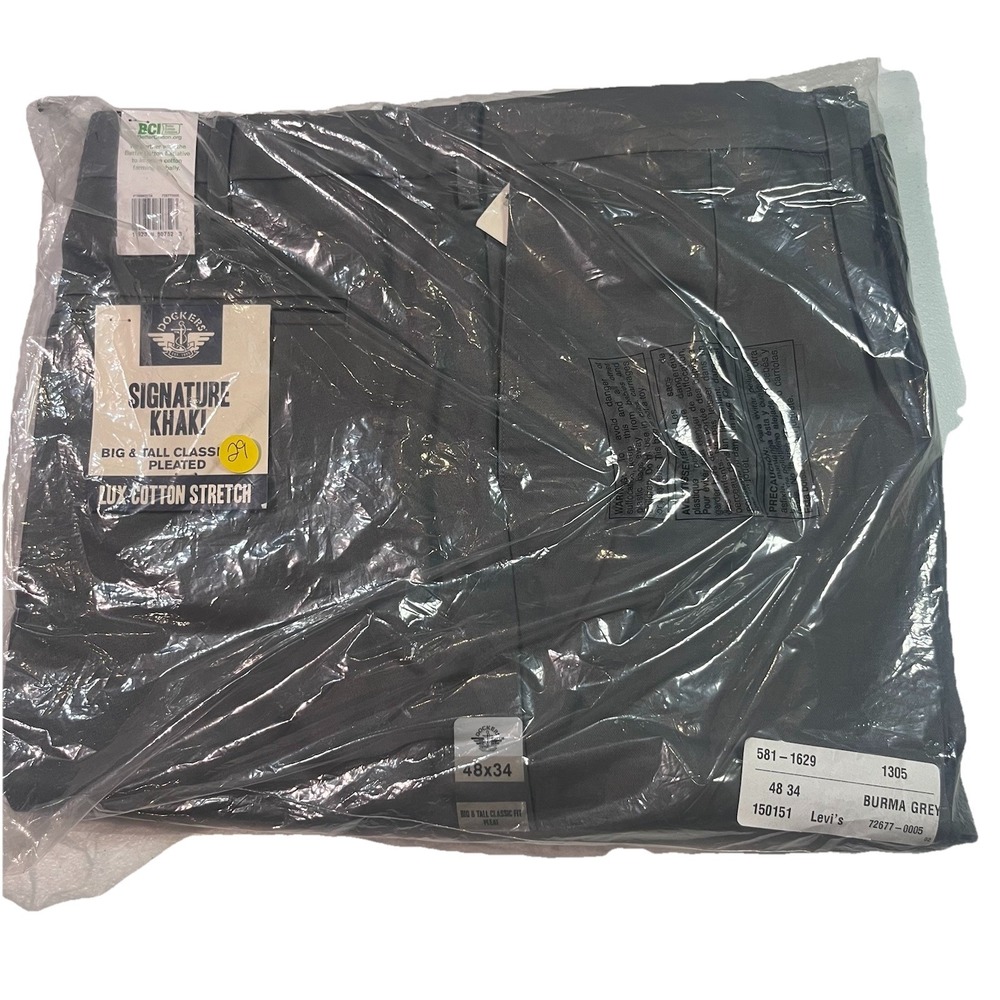 Dockers Signature Burma Gray Big Tall‎ Classic Fit  Lux Cotton Stretch 48x34 NWT